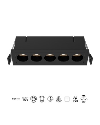 BLAU * FOCO EMPOTRAR 5L 12W  3000K NEGRO